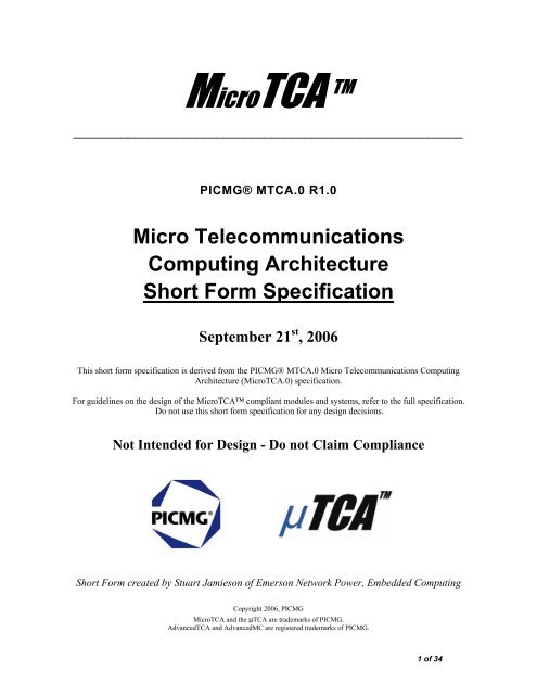MicroTCA TM - PICMG