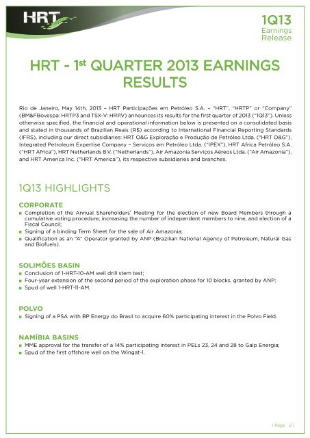 1Q13 Results - MZ Brazil