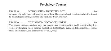 Psychology Courses - Castleton State College