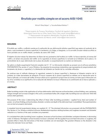 BruÃ±ido por rodillo simple en el acero AISI 1045 - Revista IngenierÃ­a ...