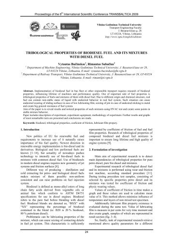 tribological properties of biodiesel fuel and its mixtures with diesel fuel