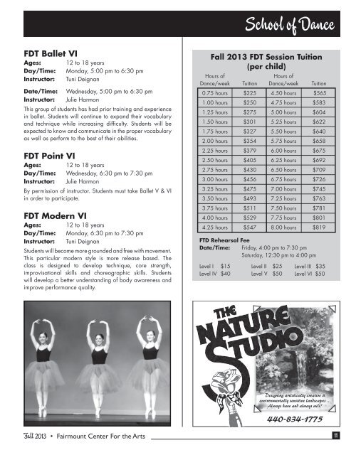 View the 2013 Fall Class Catalog - Fairmount Center for the Arts
