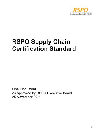 RSPO Supply Chain Certification Standard - DNV Business Assurance