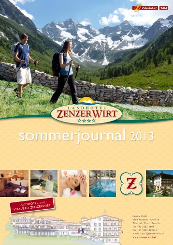 Preisliste Sommer 2013 - Hotel Zenzerwirt