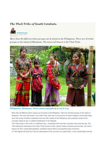 The Tboli Tribe of South Cotabato - Ethnic Filipino groups