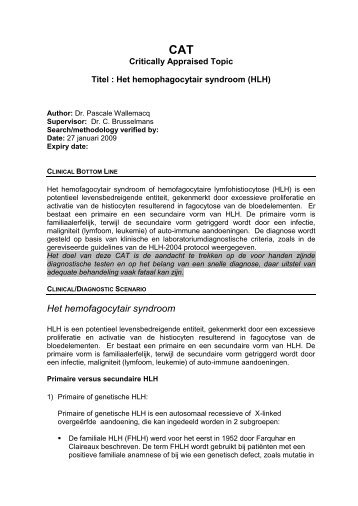 Het hemofagocytair syndroom - UZ Leuven