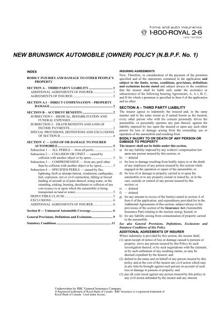 Policy (N.B.P.F. No. 1) - RBC Insurance