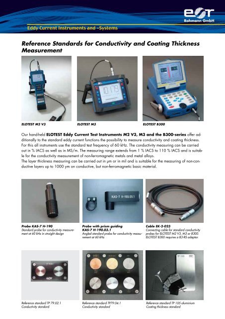 Reference Standards for Conductivity and ... - Rohmann GmbH