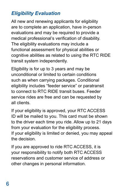 Rider's Guide - RTC Regional Transportation Commission