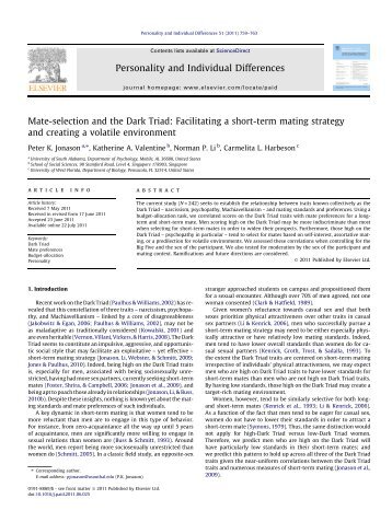 Mate-selection and the Dark Triad - University of Western Sydney