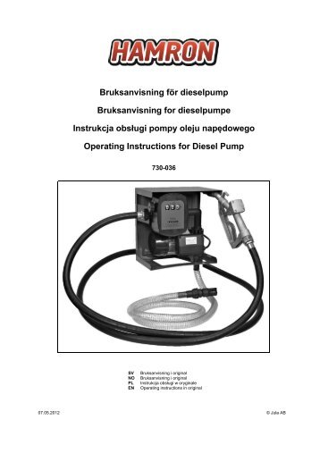 Bruksanvisning för dieselpump Bruksanvisning for dieselpumpe - Jula