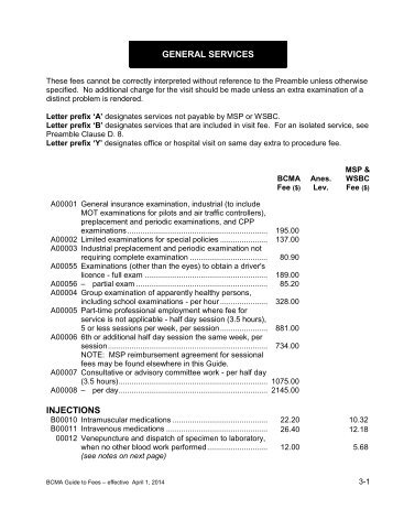 Fee Guide Template - British Columbia Medical Association