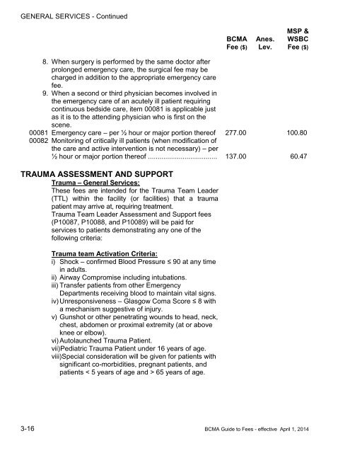 Fee Guide Template - British Columbia Medical Association