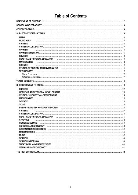 2011 YR 8 & 9 Curriculum Handbook FINAL - Indooroopilly State ...