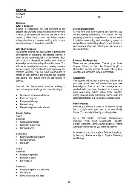 2011 YR 8 & 9 Curriculum Handbook FINAL - Indooroopilly State ...