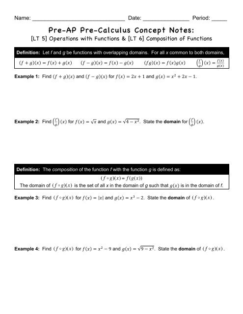 pre ap calculus day 19 homework