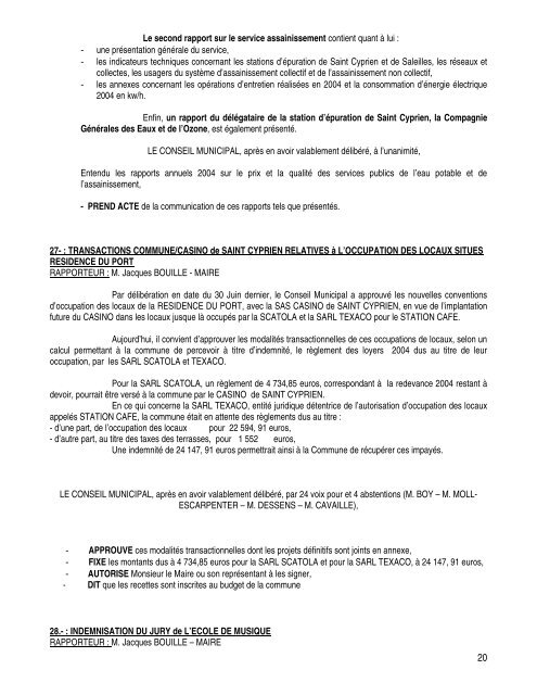 COMPTE-RENDU de la Sance du CONSEIL - Ville de Saint Cyprien