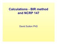 C l l ti BIR th d Calculations - BIR method and NCRP 147