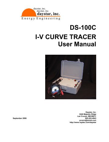 DS-100C I-V CURVE TRACER User Manual - Zianet