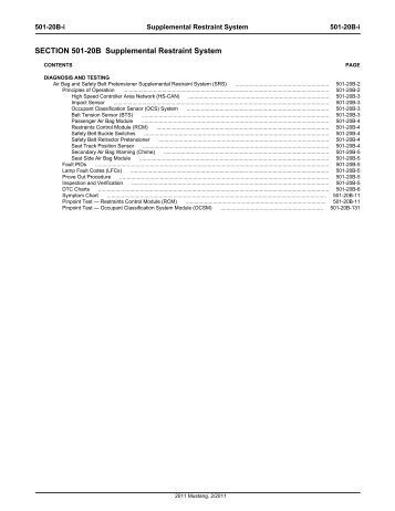 SECTION 501-20B Supplemental Restraint System