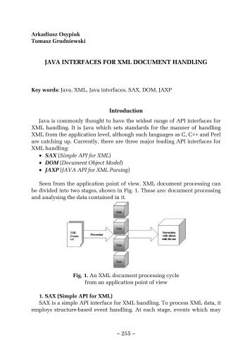 JAVA INTERFACES FOR XML DOCUMENT HANDLING