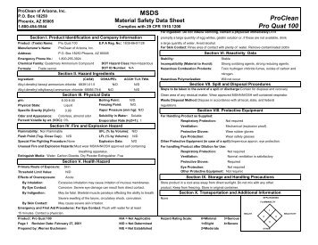 PRO QUAT 100 MSDS - Swisher Hygiene