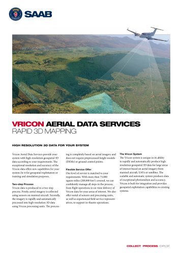 VRICON aeRIal data seRVICes Rapid 3d Mapping - Saab