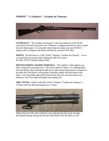 M1859/67 " 'a Tabatiere" Carabine de Chasseur: - Gwmlc.org.nz