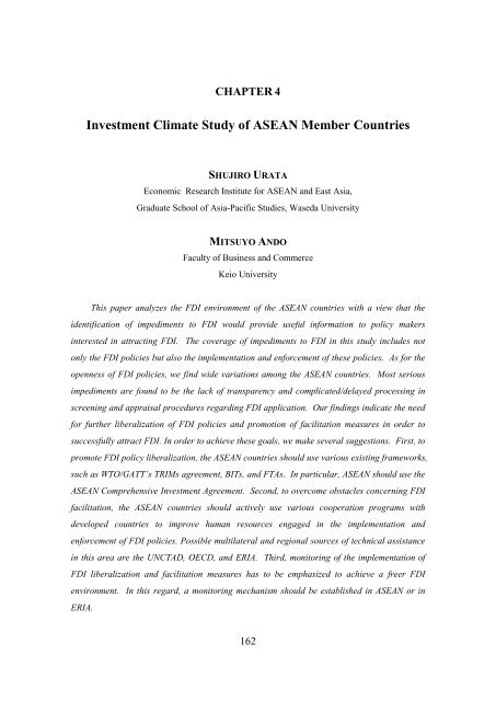 Chapter 4 Investment Climate Study of ASEAN Member ... - ERIA