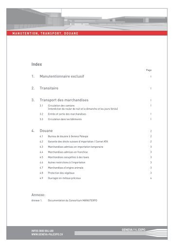 1. Manutentionnaire exclusif 2. Transitaire 3. Transport ... - Palexpo
