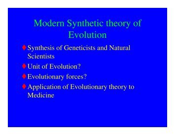 Modern Synthetic theory of Evolution - De Anza College