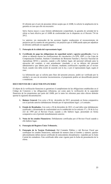 area metropolitana de barranquilla pliego de condiciones definitivo ...