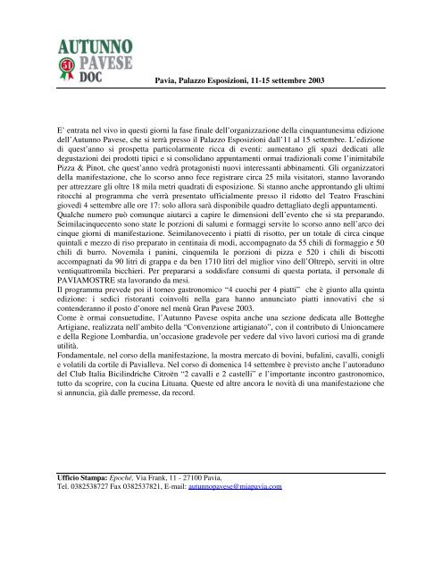 Autunno Pavese 2003 - CCIAA di Pavia