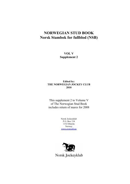 NORWEGIAN STUD BOOK