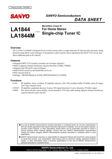 LA1844 - FM-AM HF Amplifiers - maxdat.eu