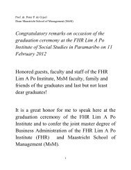 Congratulatory remarks on occasion of the graduation ceremony at ...