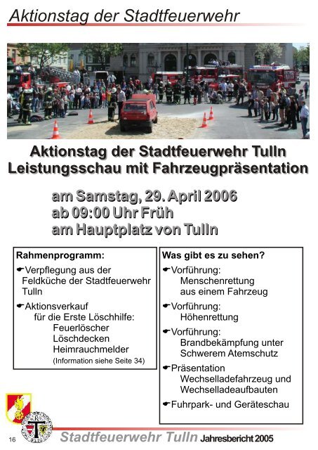 Stadtfeuerwehr TullnJahresbericht 2005 - Stadtfeuerwehr Tulln ...