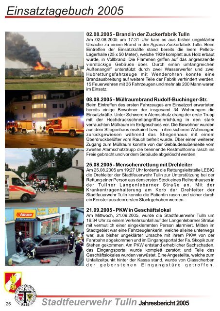 Stadtfeuerwehr TullnJahresbericht 2005 - Stadtfeuerwehr Tulln ...