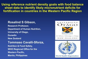 Using reference nutrient density goals with food balance sheet data ...