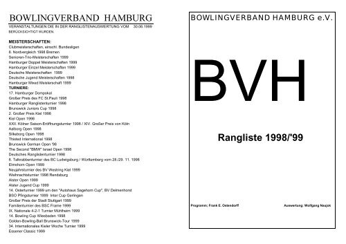 Rangliste 1998 - Bowlingverband Hamburg e. V.