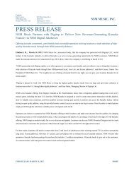 PRESS RELEASE - NSM Music Inc