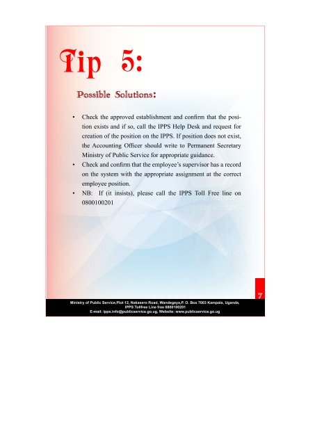 QUICK IPPS OPERATIONAL TIPS - Ministry of Public Service