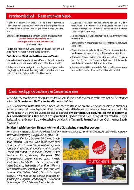 Ausgabe 6/2012 - Gewerbeverein Ilshofen eV / Startseite