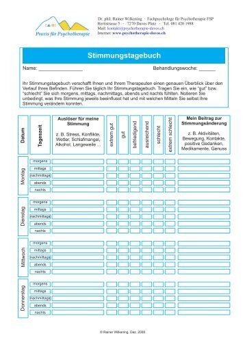 Stimmungstagebuch - Dr. phil. Rainer Wilkening