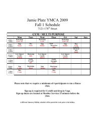 Jamie Platz YMCA 2004 Fall Fitness Schedule