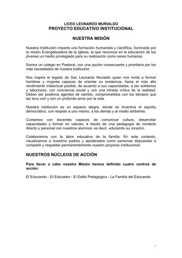 Proyecto Educativo Institucional - Liceo Leonardo Murialdo