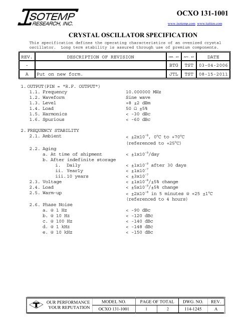 OCXO 131-1001 - isotemp