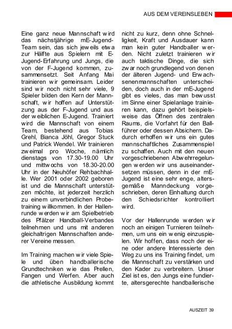 Ausgabe 2011 - Handball TuS Neuhofen