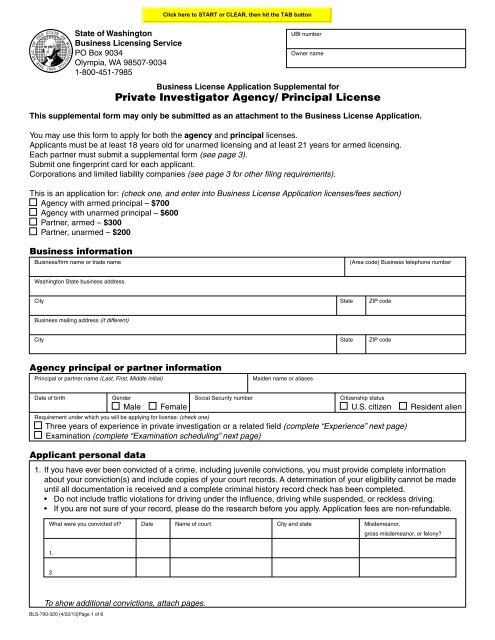 Private Investigator Agency/ Principal License - Business Licensing ...