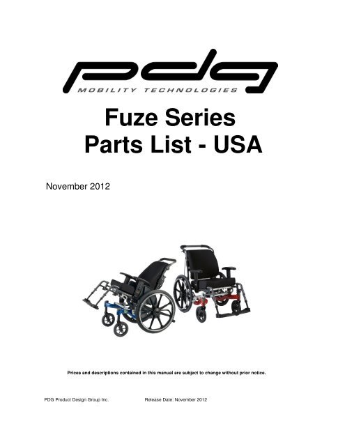 Fuze Series Parts List - USA - PDG Mobility Technologies